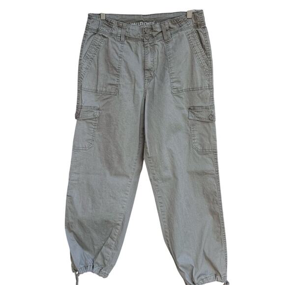 Wallflower Denim - Wallflower Luscious Curvy Fit Cargo Crop Pants Green Drawstring Hem Size 13